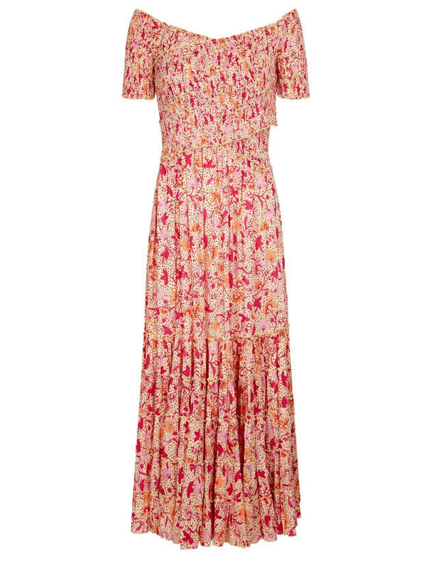 off-shoulder floral print maxi dresses - Poupette-St-Barth